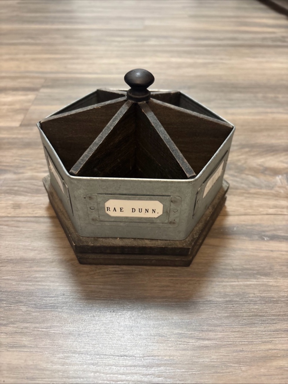 Rae Dunn Pencil Carousel Organizer (Tin & Wood)